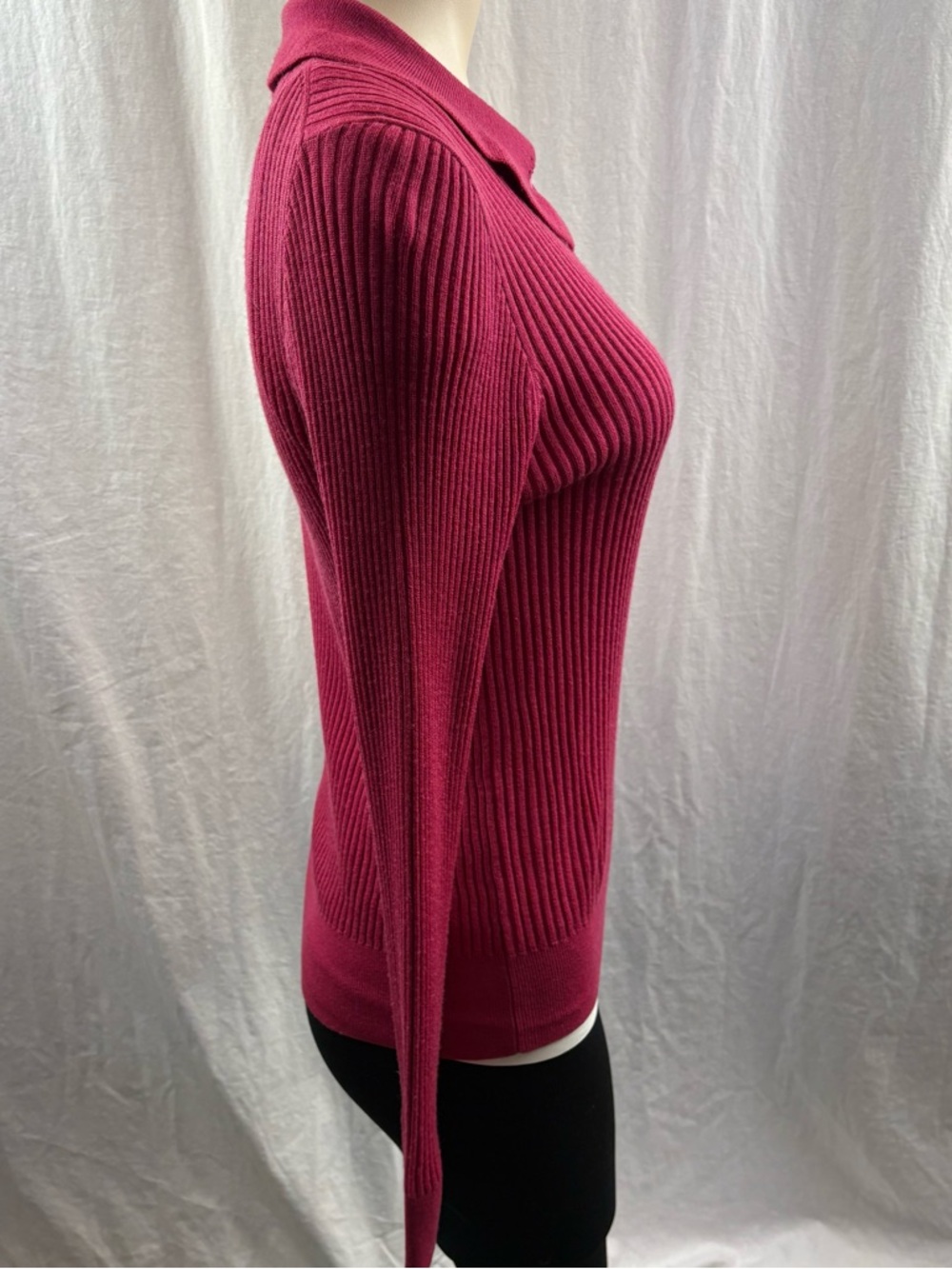 J.Crew Pink Ruffle-collar Ribbed Merino Wool Sweater M - Picture 4 of 11